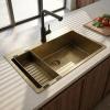 Pure.Sink Luxion Large PVD Antique Bronze sink 74x40 cm undermount, flush mount, and top mount with bottom rack PLX7440-64